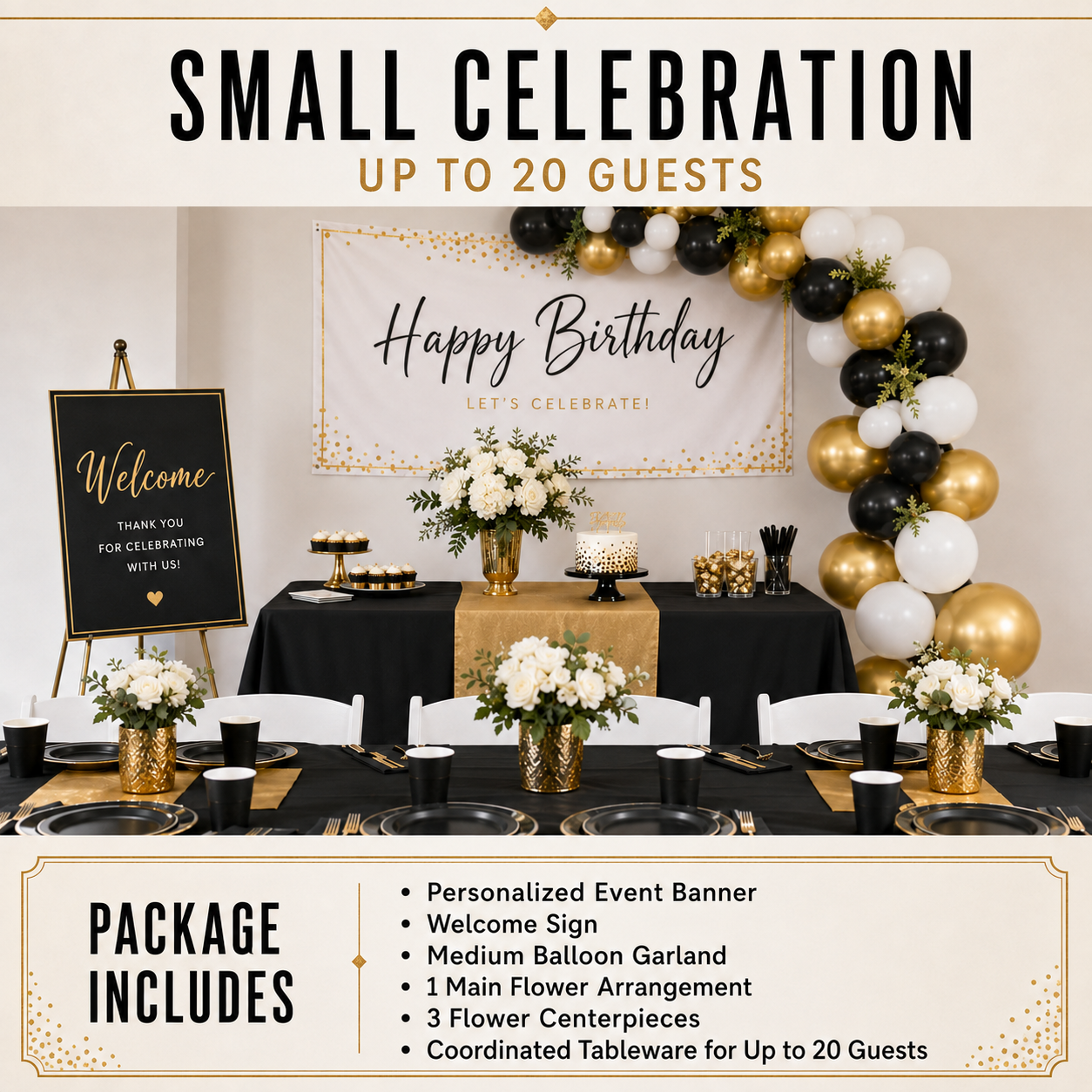 Small Celebration Business Event Package – Up to 20 Guests